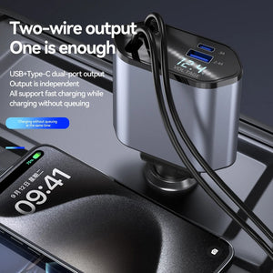 4 in 1 Phone charger for car connection.