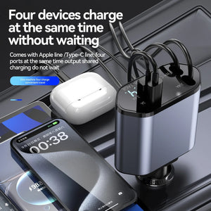 4 in 1 Phone charger for car connection.