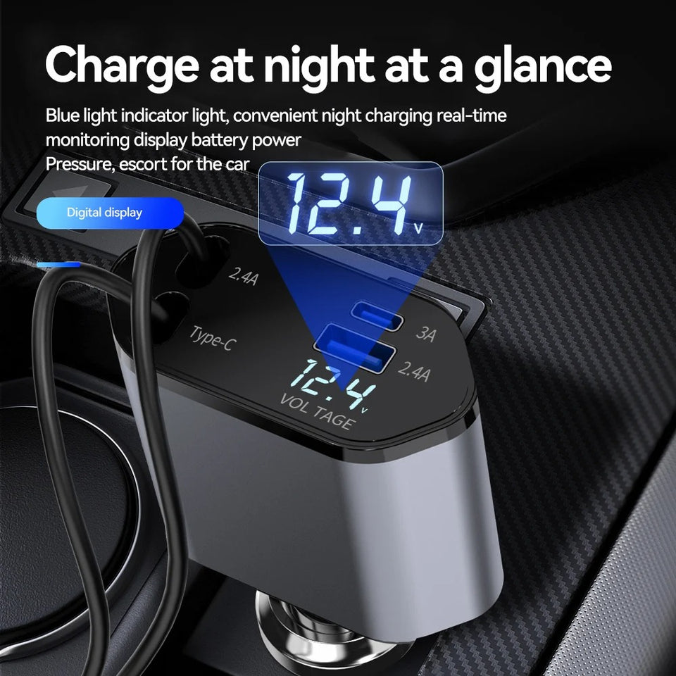 4 in 1 Phone charger for car connection.