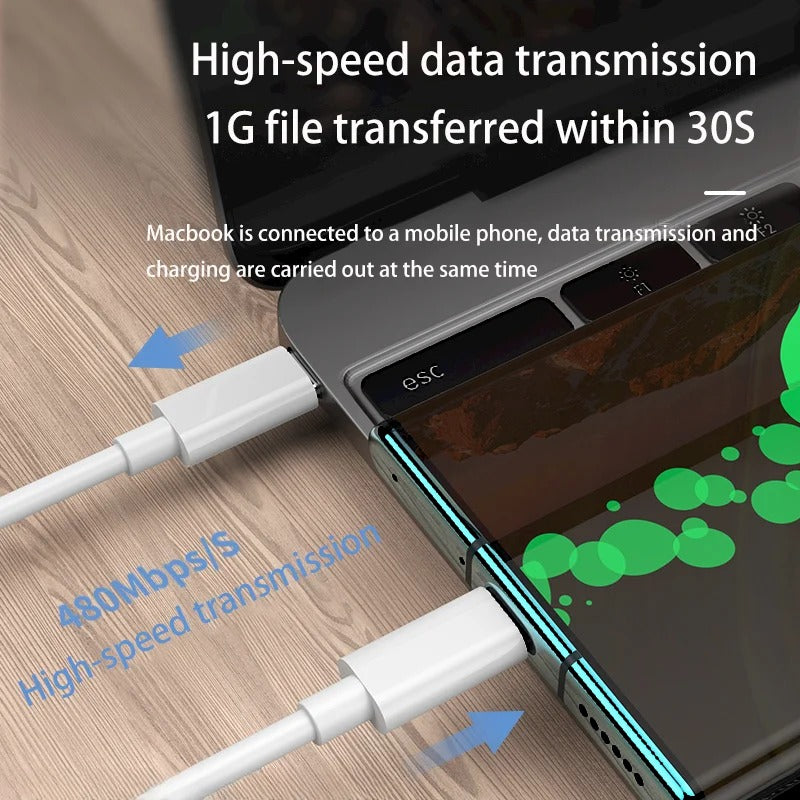 Type C cable for fast head and iPhone 15 and other Samsung devices.